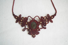 Load image into Gallery viewer, Burgundy Choker With Labradorite Gemstone
