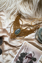 Load image into Gallery viewer, Turmeric Knotted Necklace with Intricate Beadwork and Labradorite Stone