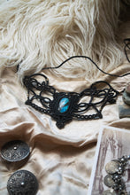 Load image into Gallery viewer, Large Black Knotted Necklace with Labradorite Stone