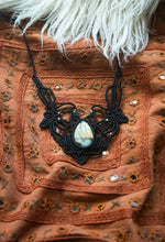Load image into Gallery viewer, Black Knotted Necklace with Labradorite Gemstone