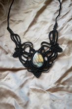 Load image into Gallery viewer, Black Knotted Necklace with Labradorite Gemstone