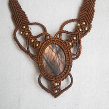 Load image into Gallery viewer, Copper Knotted Necklace with Labradorite Stone
