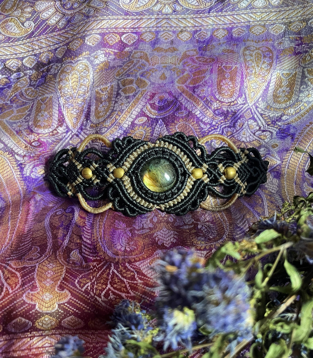 Labradorite Bracelet | Micro Macrame Bracelet From India