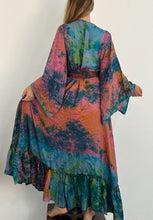 Load image into Gallery viewer, Butterfly Sleeve Wrap Dress | Pink, Blue, Teal and Sherbet Tones | Hand Dyed Silk Dress from India | BD2
