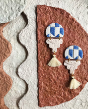 Load image into Gallery viewer, Blue Brick Earrings With Tassels | No. 1
