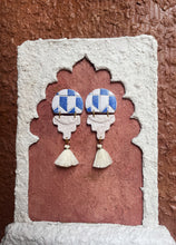 Load image into Gallery viewer, Blue Brick Earrings With Tassels | No. 1
