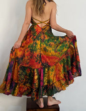 Load image into Gallery viewer, Vibrant Multicolor Hand Dyed Silk Dress | Made From Up-cycled Silk Indian Saree | SS2

