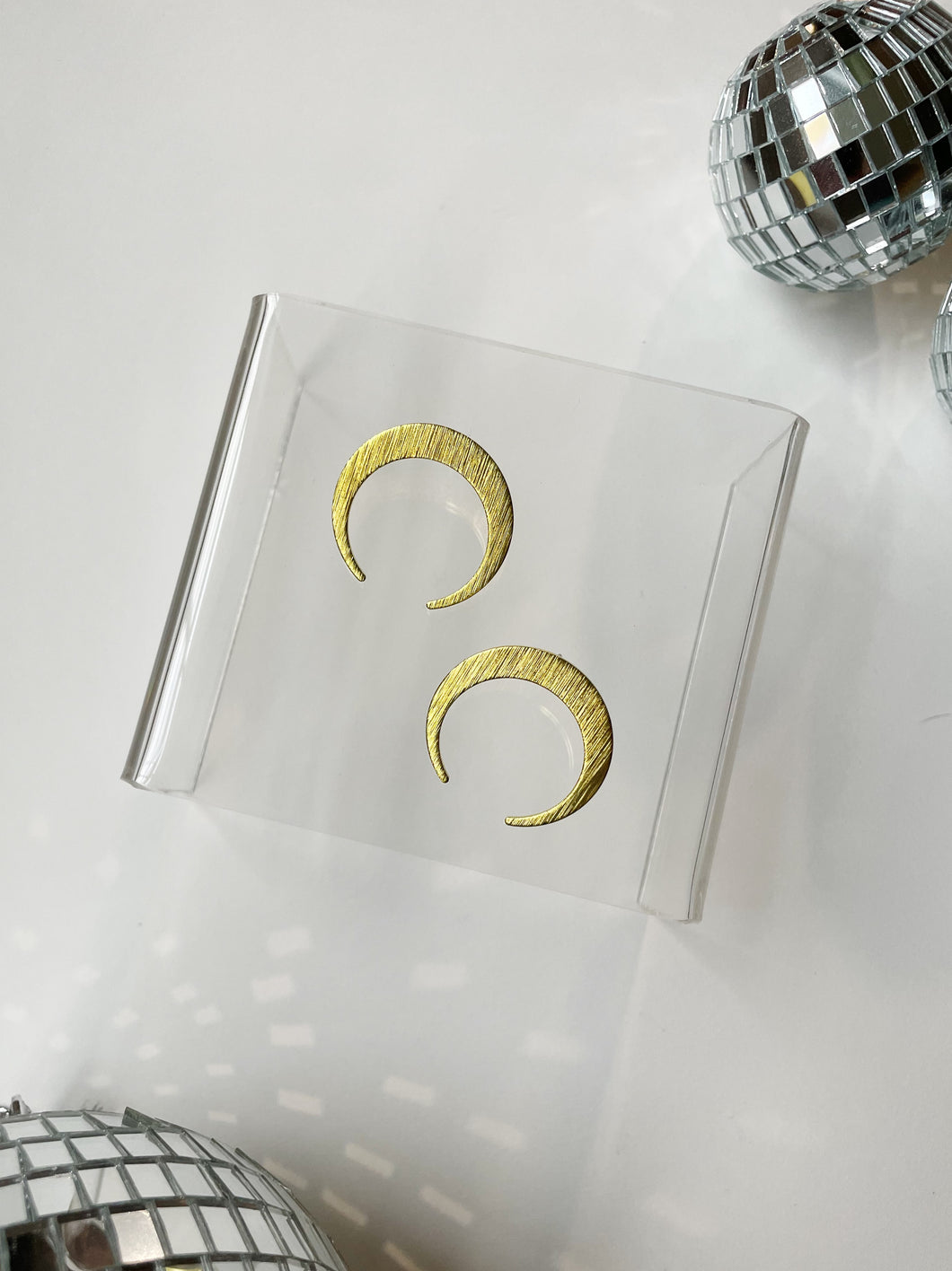 Brass Statement Moon Studs