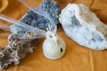 Load image into Gallery viewer, Mini Saber Tooth Tiger Skull Incense Burner with Glass Crystals
