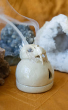 Load image into Gallery viewer, Mini Saber Tooth Tiger Skull Incense Burner with Glass Crystals

