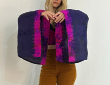 Load image into Gallery viewer, Butterfly Wrap Top | Intense Purple and Pink | Silk Top Made From Repurposed Saree | WS4
