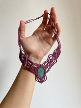 Load image into Gallery viewer, Purple Micro Macrame Necklace with Amazonite Stone | Handmade Jewelry Made in India
