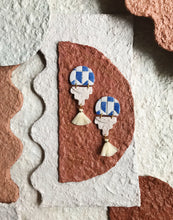 Load image into Gallery viewer, Blue Brick Earrings With Tassels | No. 1
