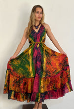 Load image into Gallery viewer, Vibrant Multicolor Hand Dyed Silk Dress | Made From Up-cycled Silk Indian Saree | SS2
