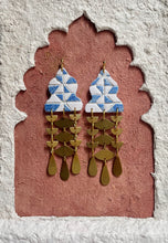 Load image into Gallery viewer, Blue Brick Brass Dangles | India Inspired Earrings | No. 2
