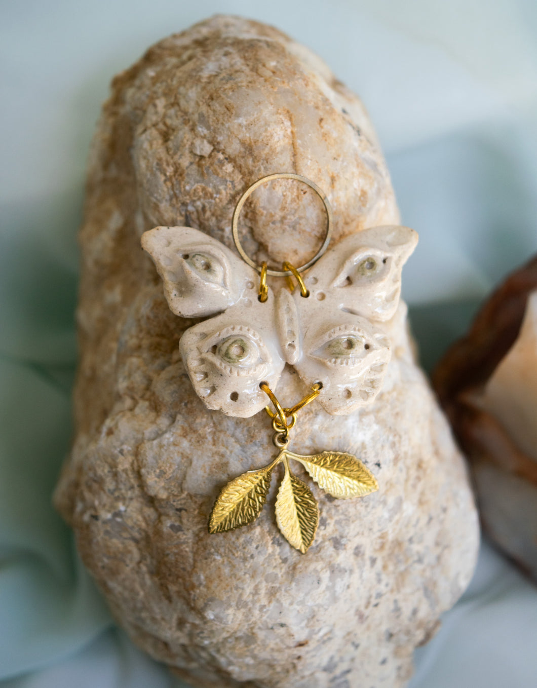 Funky Ceramic Butterfly Pendant with Eyes
