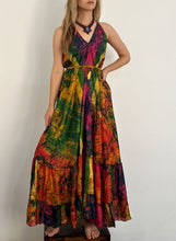 Load image into Gallery viewer, Vibrant Multicolor Hand Dyed Silk Dress | Made From Up-cycled Silk Indian Saree | SS2
