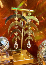 Load image into Gallery viewer, Brass Moon Earrings With Sun Catching Prism
