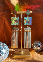 Load image into Gallery viewer, Funky Square Prism Earrings With Brass Dangles
