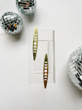 Load image into Gallery viewer, Brass Bar Moon Phase Studs
