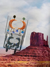 Load image into Gallery viewer, Peach Quartz Moon Earrings With Sun-catching Prisms
