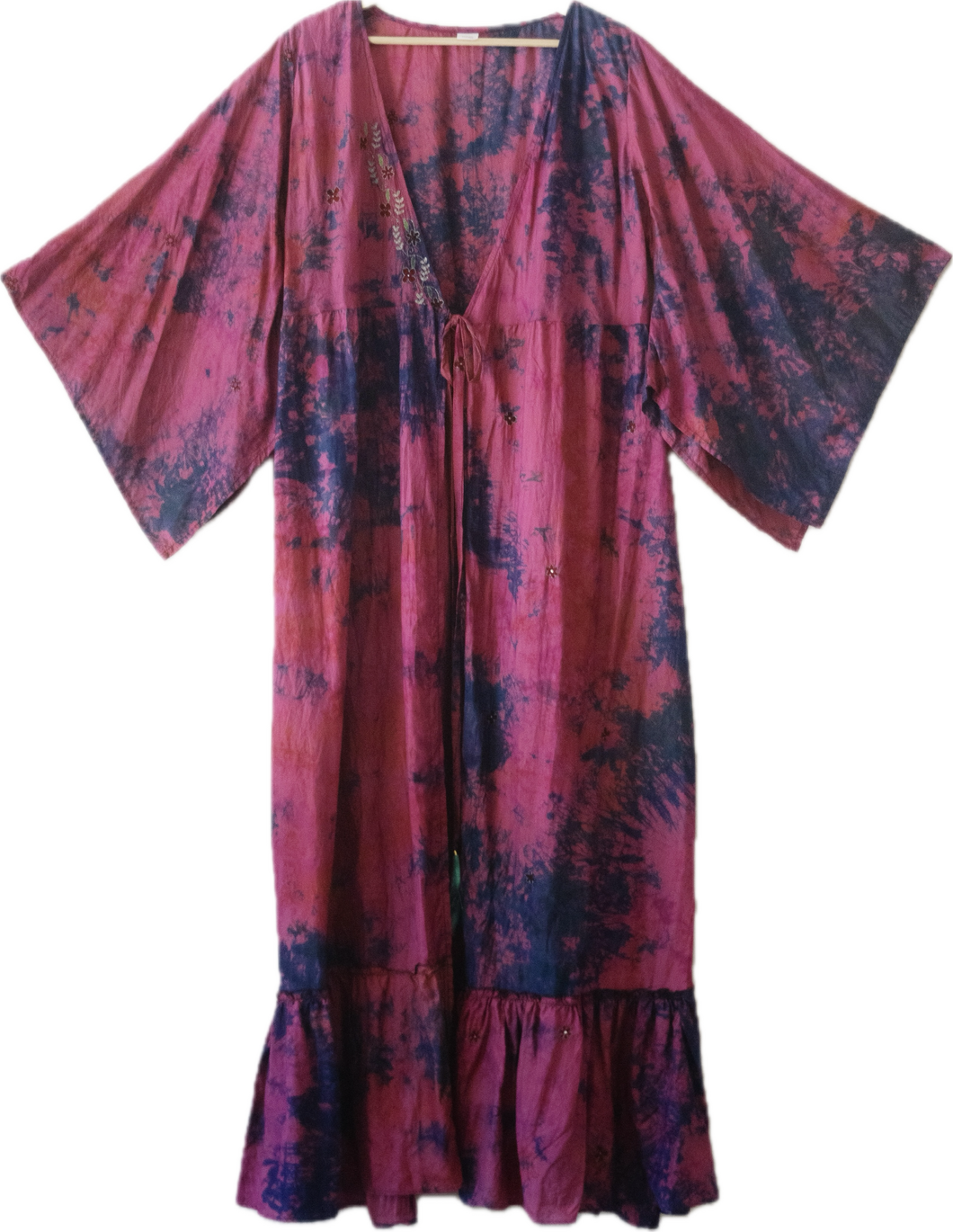 Pink Butterfly Wrap Dress With Embroidered Flowers | BD6