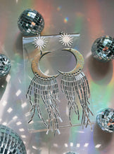 Load image into Gallery viewer, Holographic Beaded Moon Earrings 40% off
