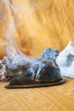Load image into Gallery viewer, Bird Skull Incense Burner with Burnt Copper Glaze
