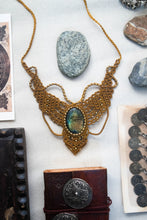 Load image into Gallery viewer, Turmeric Knotted Necklace with Intricate Beadwork and Labradorite Stone
