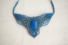 Load image into Gallery viewer, Sky Blue Knotted Necklace with Labradorite Gemstone
