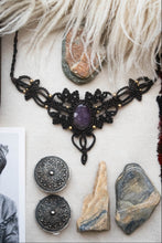 Load image into Gallery viewer, Mocha Knotted Necklace with Amethyst Stone
