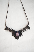 Load image into Gallery viewer, Mocha Knotted Necklace with Blue Accents and Clear Quartz Stone
