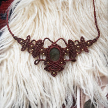 Load image into Gallery viewer, Burgundy Choker With Labradorite Gemstone
