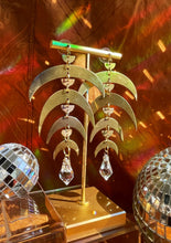 Load image into Gallery viewer, Brass Moon Earrings With Sun Catching Prism
