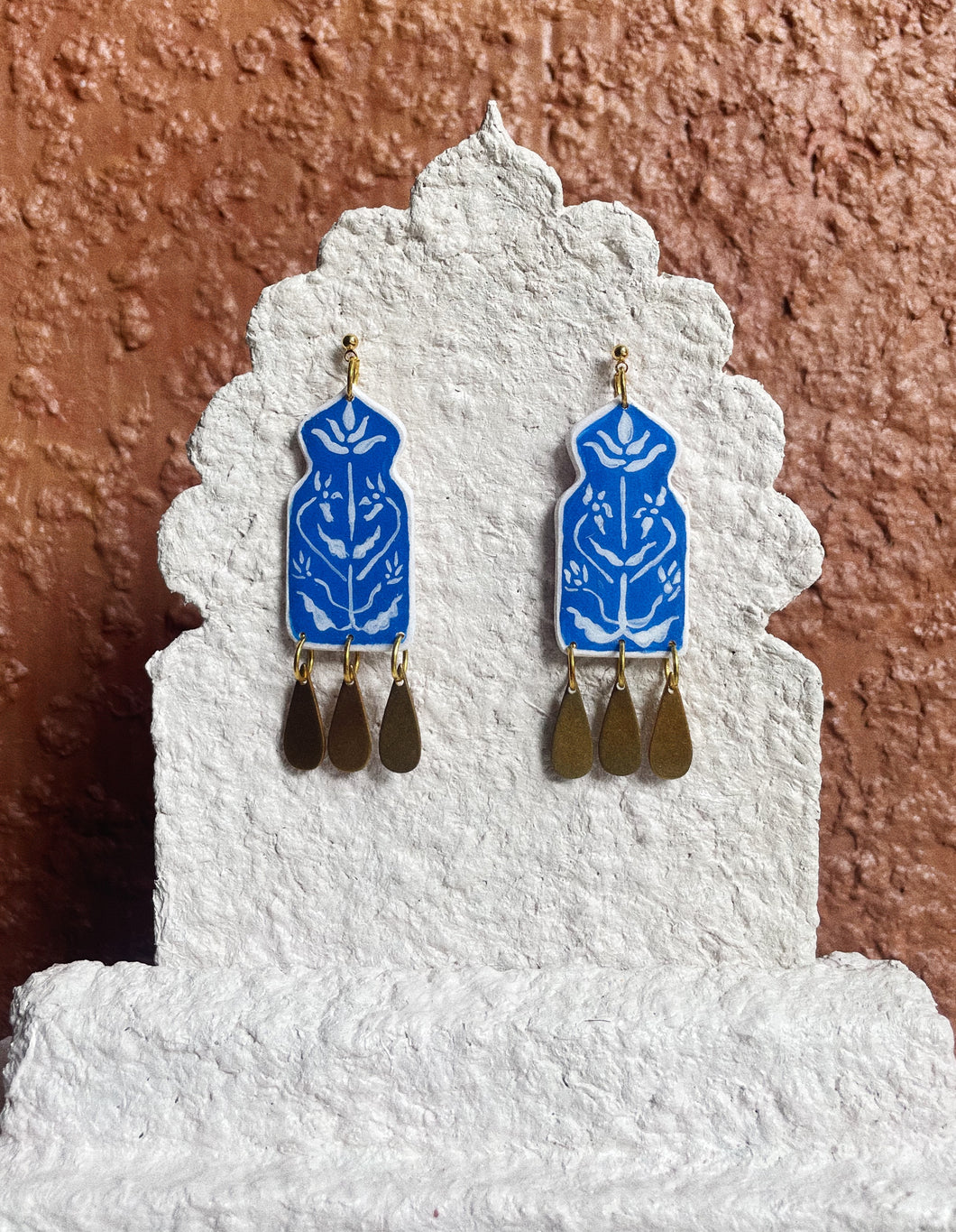 Mini Mural | Hand Painted Floral Earrings Inspired By India | No. 13