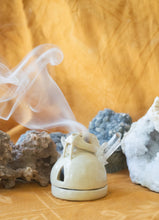 Load image into Gallery viewer, Mini Saber Tooth Tiger Skull Incense Burner with Glass Crystals

