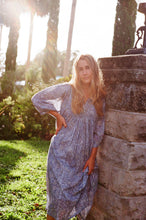 Load image into Gallery viewer, Mabry Dress in Zephyr Blue - Pure Cotton, Hand Block Printed, Made With Love in Jaipur India
